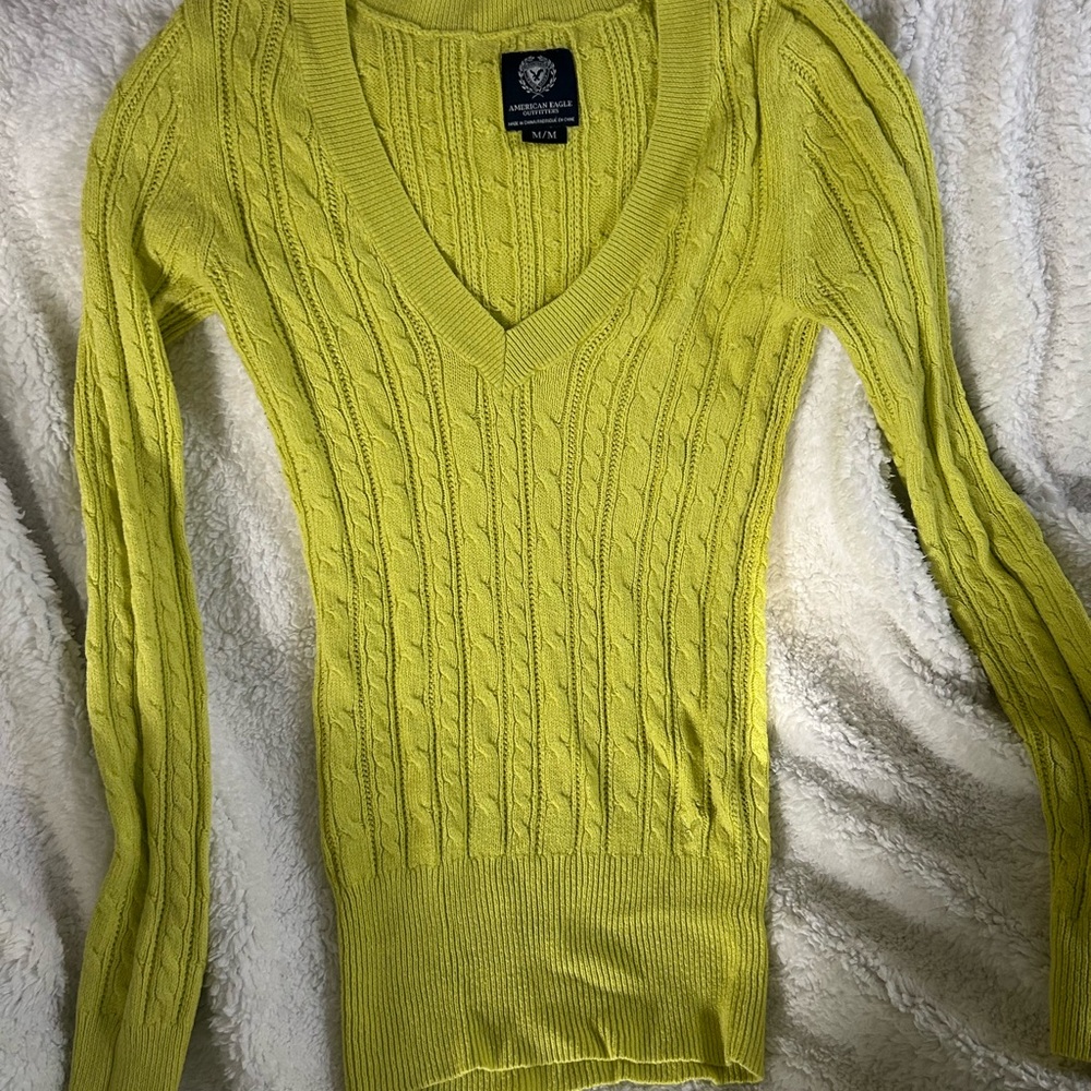 American Eagle Outfitters V-Neck Sweater - Bright Yellow